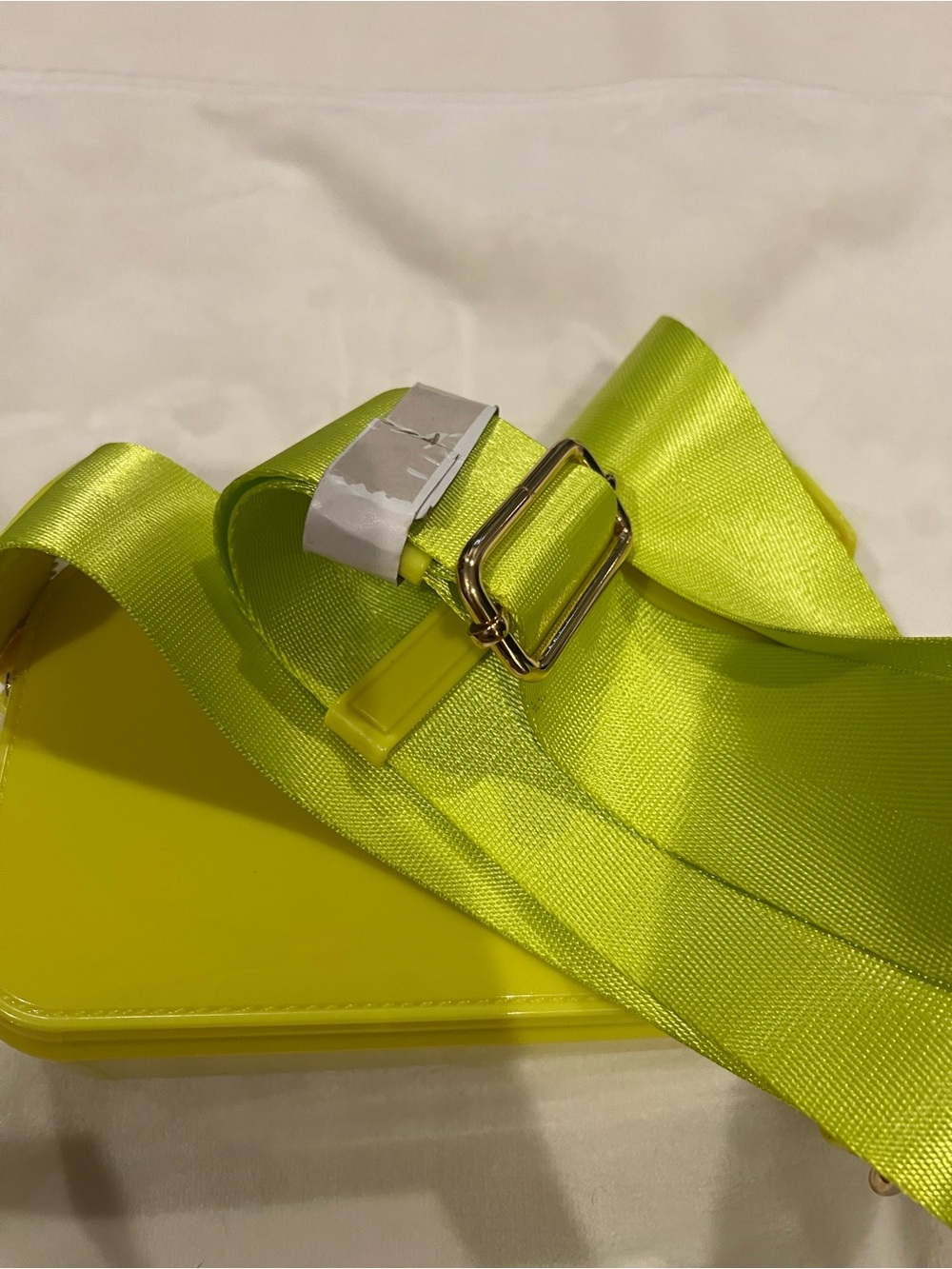 Caleesa Neon Yellow Patent Vegan Crossbody Bag - Picture 3 of 9